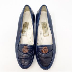 Bally Designer Navy Blue Leather Shoes